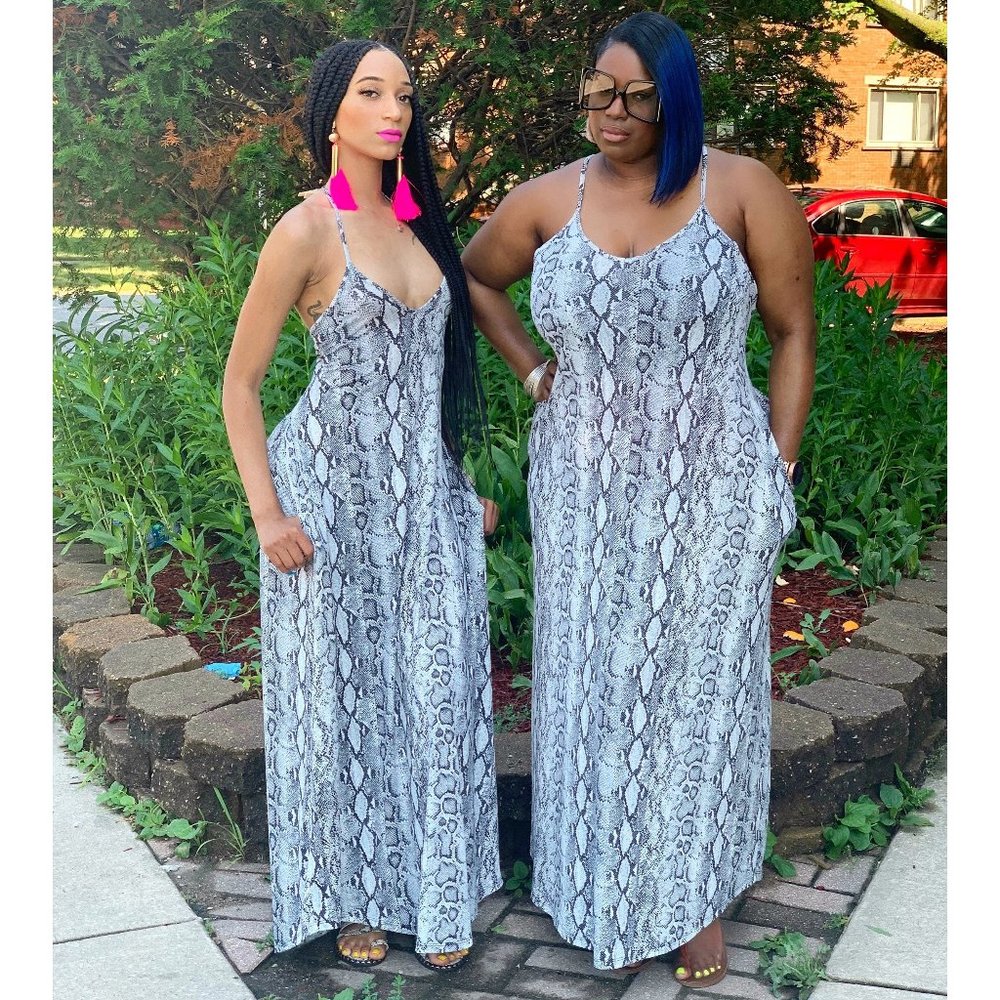 Snake print maxi dress